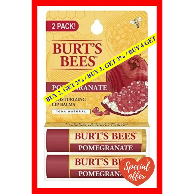 Pomegranate Moisturizing Lip Balm Twin Pack By Burts Bees For Unisex - 2 X 0.15 Oz