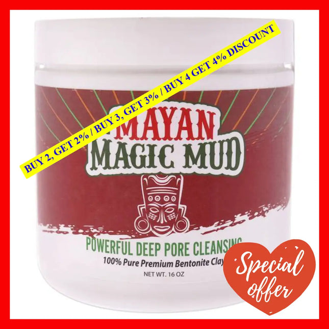 Powerful Deep Pore Cleansing Sodium Bentonite Clay By Mayan Magic Mud For Unisex - 16 Oz Cleanser