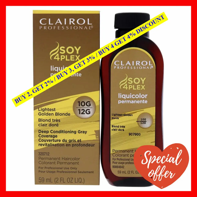 Professional Liquicolor Permanent Hair Color - 10G Lightest Golden Blonde By Clairol For Unisex 2 Oz