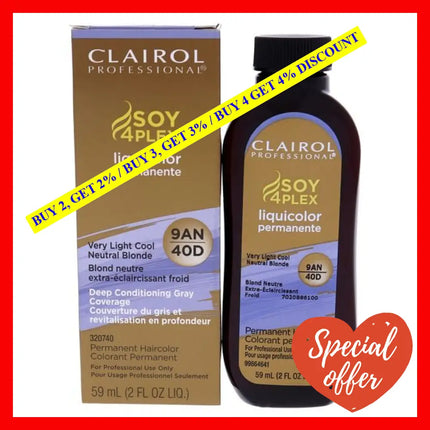Professional Liquicolor Permanent Hair Color - 40D Very Light Cool Neutral Blonde By Clairol For