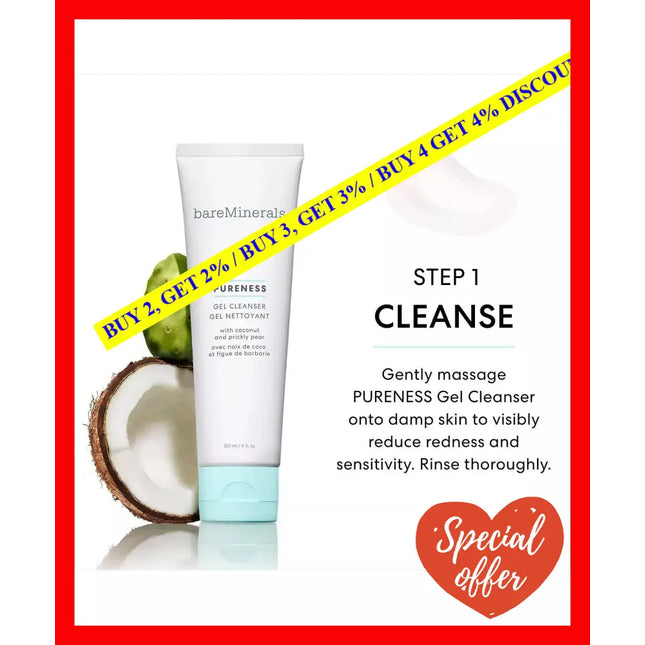 Pureness Gel Cleanser Coconut And Prickly Pear By Bareminerals For Unisex - 4 Oz