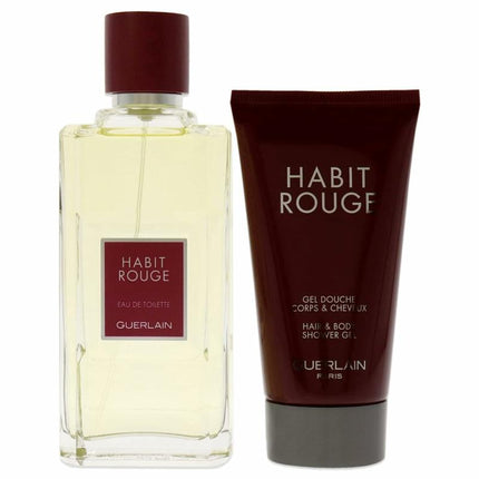 Guerlain Habit Rouge 2 Pcs Set For Men: 3.3 Edt + 2.5 S/G