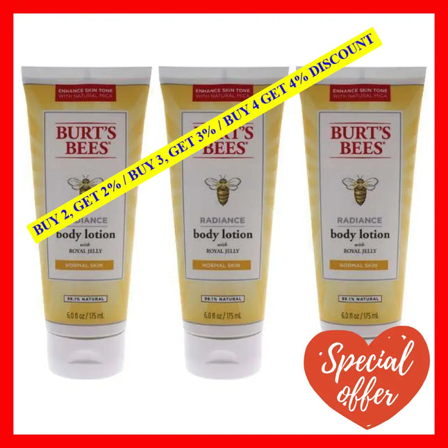 Radiance Body Lotion By Burts Bees For Unisex - 6 Oz Pack Of 3