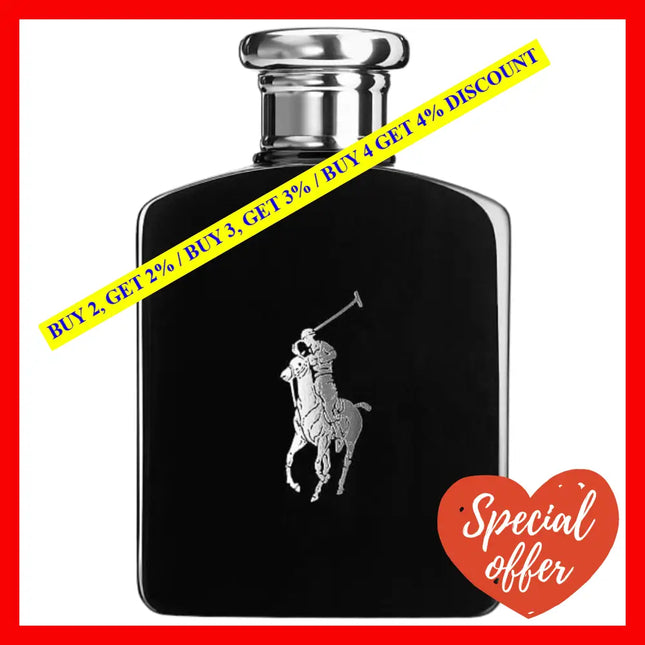 Ralph Lauren Polo Black For Men Eau De Toilette 4.2 Oz 125 Ml Spray