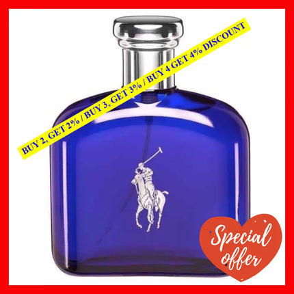 Ralph Lauren Polo Blue For Men Eau De Toilette 4.2 Oz 125 Ml Spray