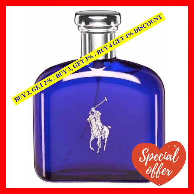 Ralph Lauren Polo Blue For Men Eau De Toilette 4.2 Oz 125 Ml Spray