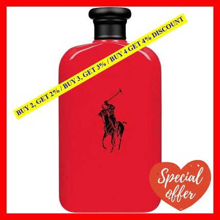 Ralph Lauren Polo Red For Men Eau De Toilette 6.7 Oz 200 Ml Spray