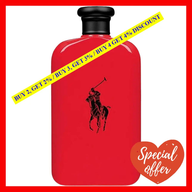 Ralph Lauren Polo Red For Men Eau De Toilette 6.7 Oz 200 Ml Spray