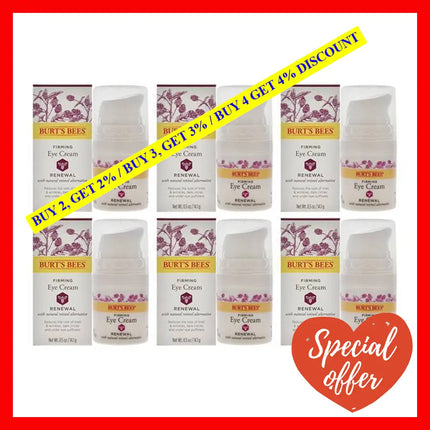 Renewal Smoothing Eye Cream By Burts Bees For Unisex - 0.5 Oz Pack Of 6