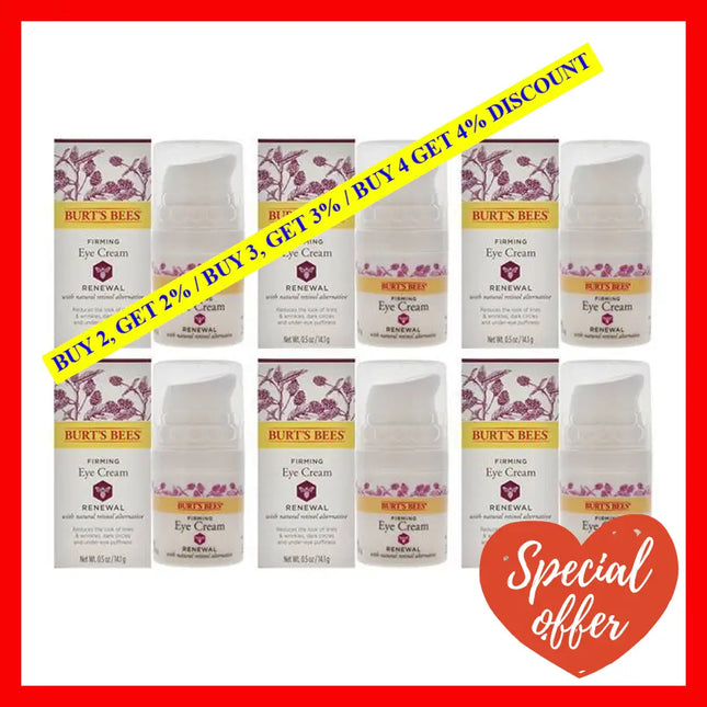 Renewal Smoothing Eye Cream By Burts Bees For Unisex - 0.5 Oz Pack Of 6