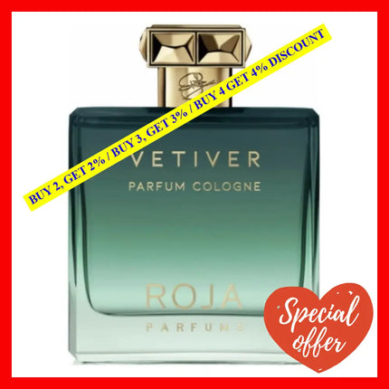 Roja Parfums Vetiver For Men (Tester) Parfum Cologne Tester No Cap 3.4 Oz / 100 Ml