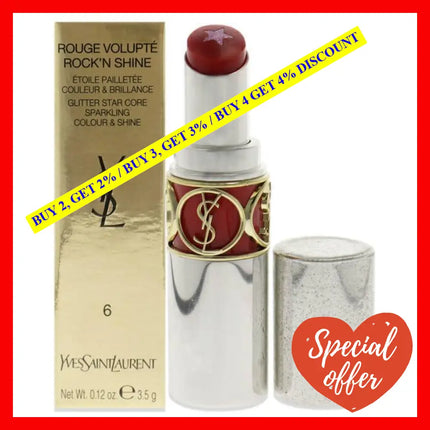 Rouge Volupte Rockn Shine Lipstick - 06 Orange Speaker By Yves Saint Laurent For Women 0.12 Oz