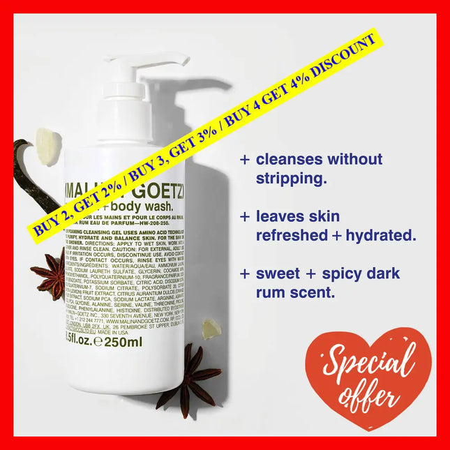 Rum Hand And Body Wash By Malin + Goetz For Unisex - 8.5 Oz