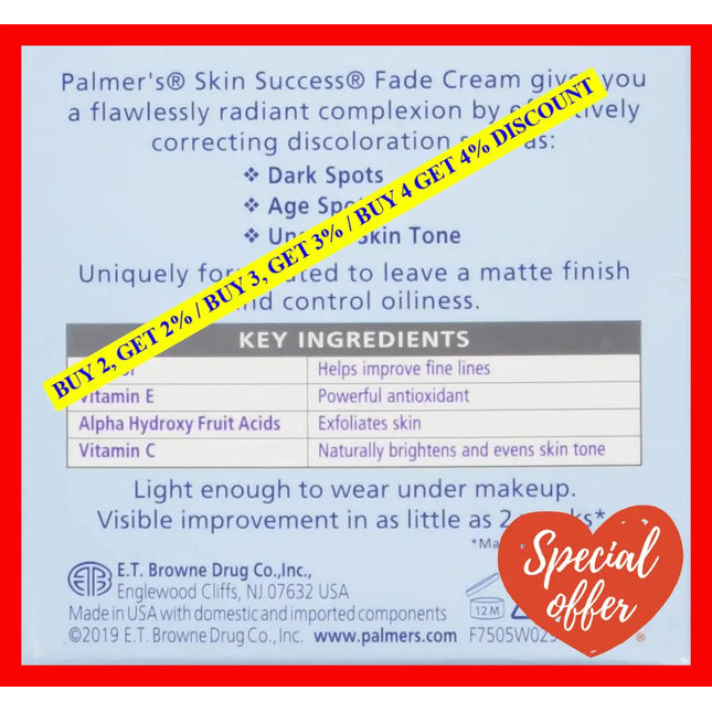 Skin Success Anti-Dark Spot Fade Cream - Oily By Palmers For Unisex 2.7 Oz