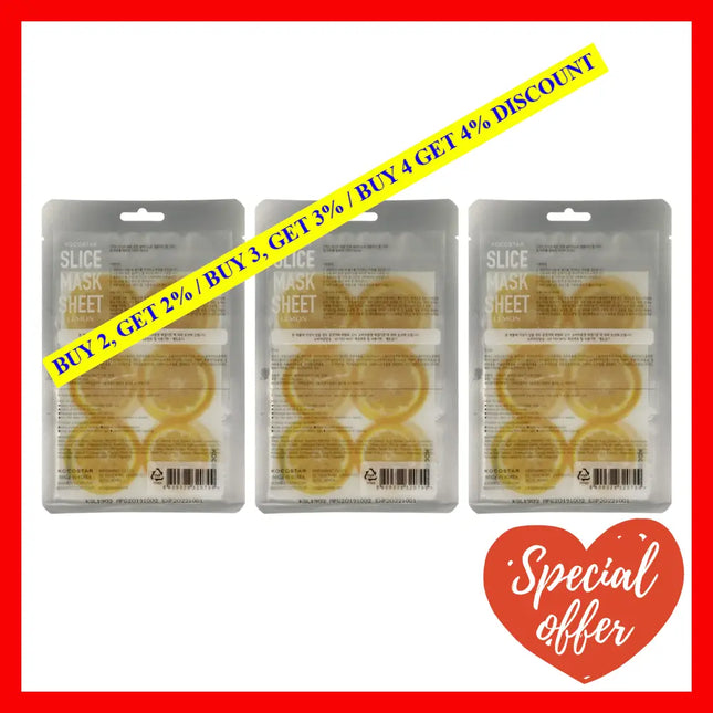 Slice Sheet Mask - Lemon By Kocostar For Unisex 1 Pc Pack Of 3