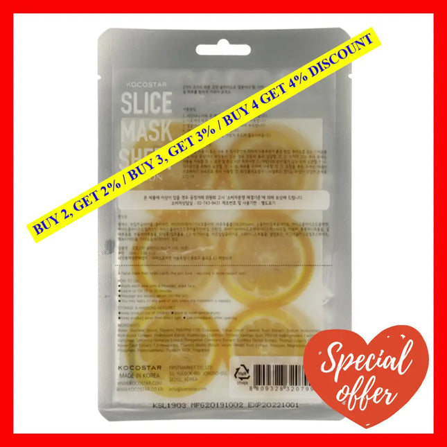 Slice Sheet Mask - Lemon By Kocostar For Unisex 1 Pc Pack Of 6