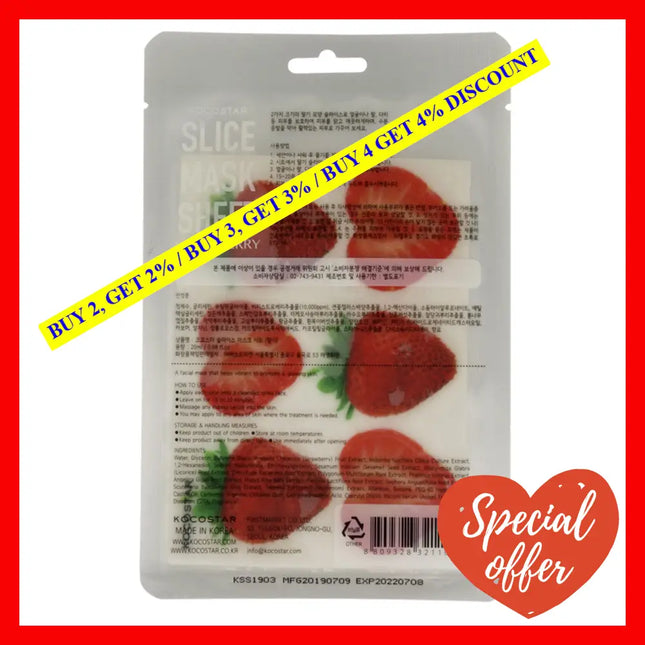 Slice Sheet Mask - Strawberry By Kocostar For Unisex 1 Pc Pack Of 6