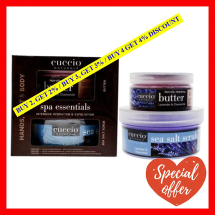 Spa Essentials Kit - Lavender And Chamomile By Cuccio Naturale For Women 2 Pc 19.5Oz Sea Salt Scrub