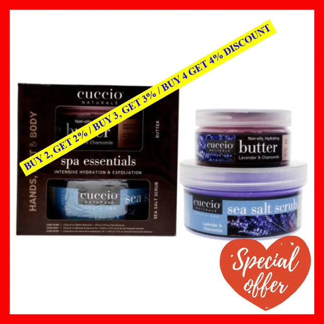 Spa Essentials Kit - Lavender And Chamomile By Cuccio Naturale For Women 2 Pc 19.5Oz Sea Salt Scrub