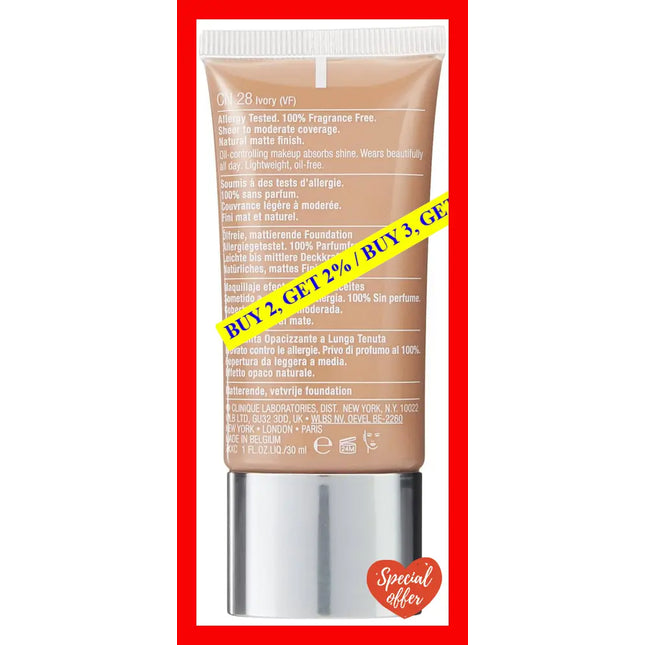 Stay-Matte Oil-Free Makeup - 6 Ivory Vf N By Clinique For Women 1 Oz