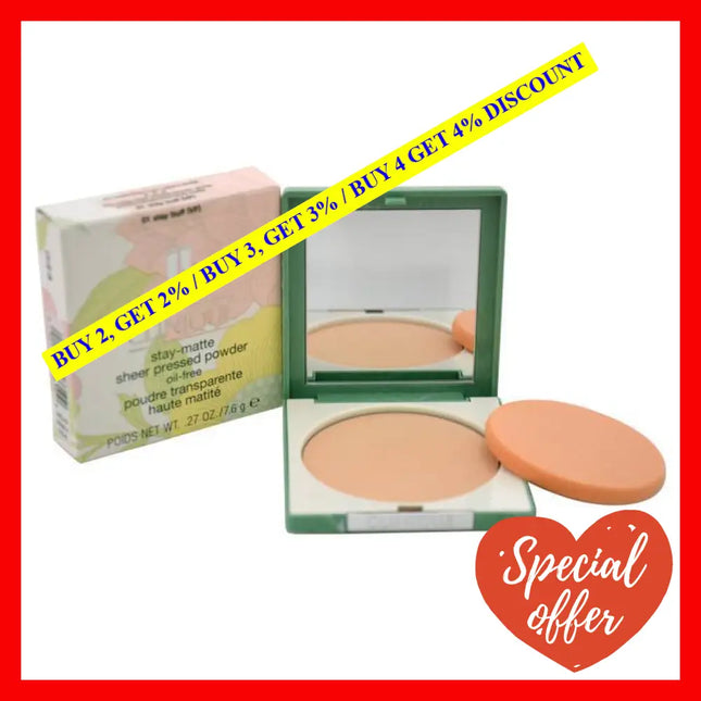 Stay-Matte Sheer Pressed Powder - 01 Stay Buff (Vf) Dry Combination To Oily By Clinique For Women