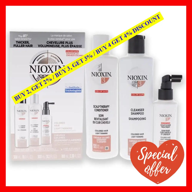 System 3 Kit By Nioxin For Unisex - Pc 10.1Oz Color Safe Cleanser Shampoo 10.1 Oz Scalp Therapy