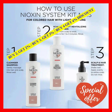 System 3 Kit By Nioxin For Unisex - Pc 10.1Oz Color Safe Cleanser Shampoo 10.1 Oz Scalp Therapy