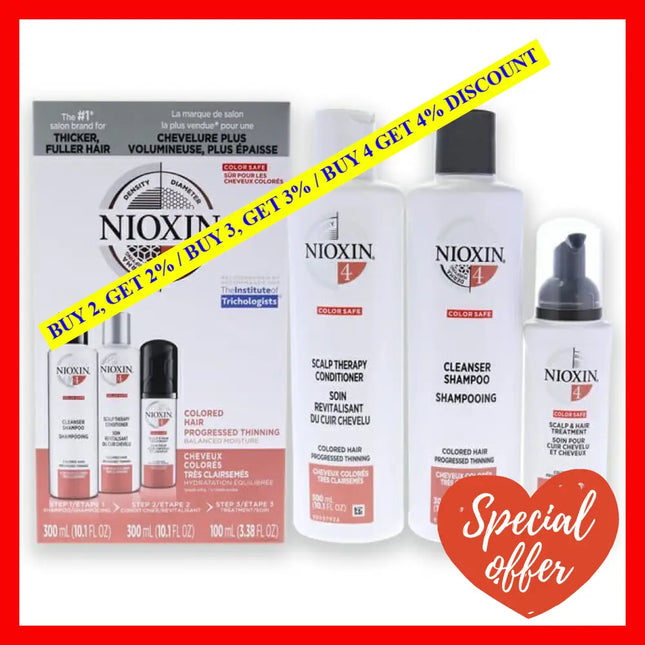 System 4 Kit By Nioxin For Unisex - 3 Pc 10.1Oz Color Safe Cleanser Shampoo 10.1 Oz Scalp Therapy