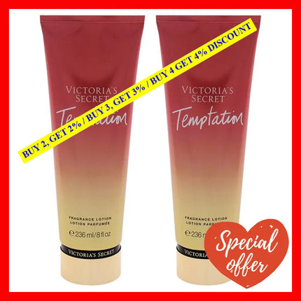 Temptation Fragrance Lotion By Victorias Secret For Women - 8 Oz Body Pack Of 2