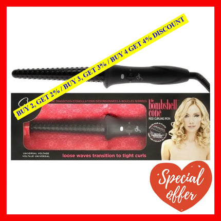 The Bombshell Cone Rod Curling Iron - Black By Sultra For Unisex 1 Inch