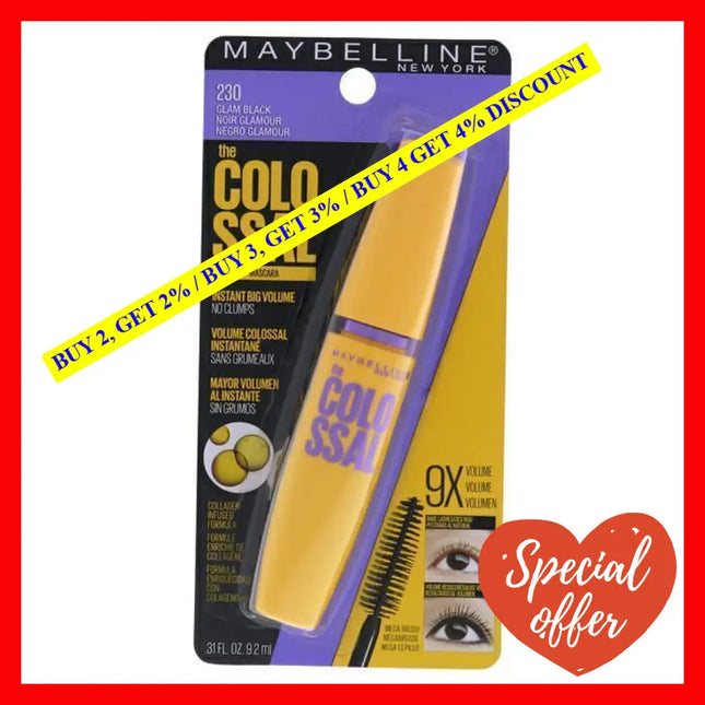 The Colossal Volum Express Mascara - # 230 Glam Black By Maybelline For Women 0.31 Oz