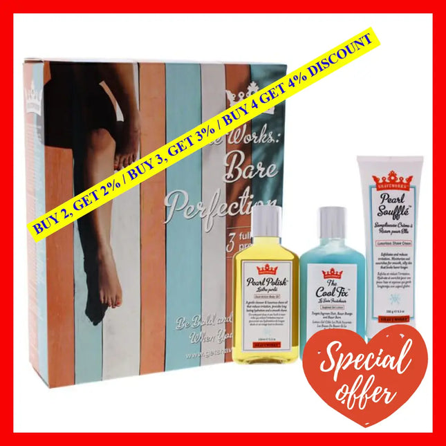The Works Bare Perfection Kit By Shaveworks For Unisex - 3 Pc 5.3Oz Cool Fix Gel Lotion Pearl
