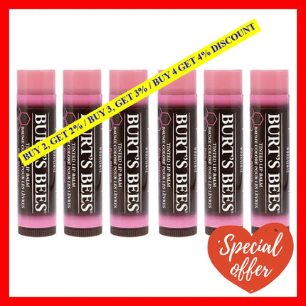 Tinted Lip Balm - Pink Blossom By Burts Bees For Unisex 0.15 Oz Pack Of 6