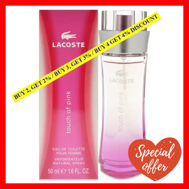 Touch Of Pink By Lacoste For Women - 1.6 Oz Edt Spray