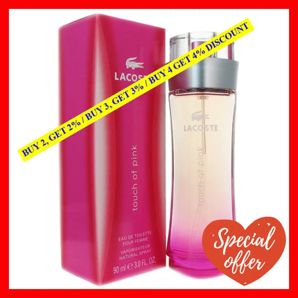 Touch Of Pink By Lacoste For Women - 3 Oz Edt Spray