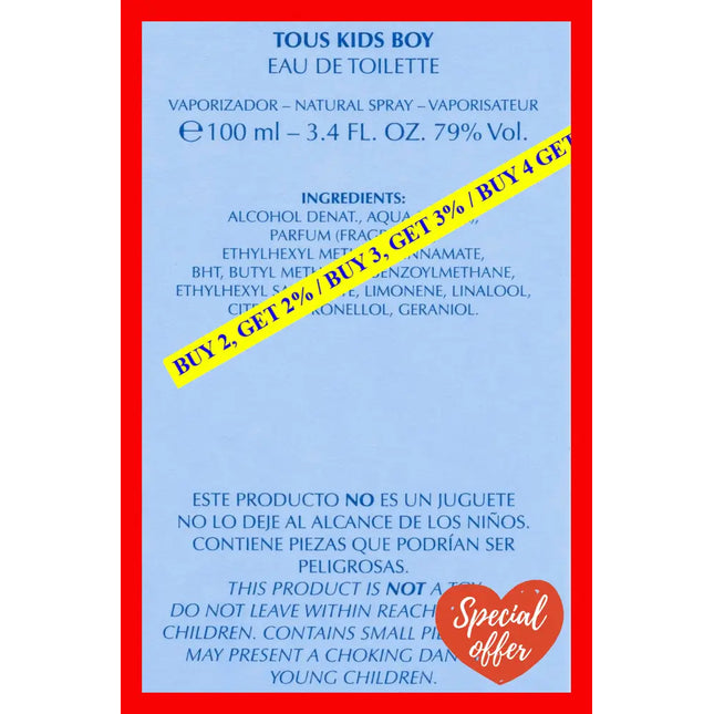Tous Kids Boy By For - 3.4 Oz Edt Spray