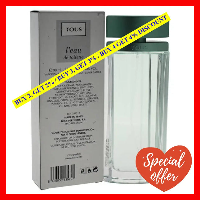 Tous Leau By For Women - 3 Oz Edt Spray (Tester)