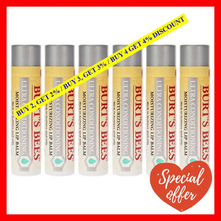 Ultra Conditioning Lip Balm By Burts Bees For Unisex - 0.15 Oz Pack Of 6