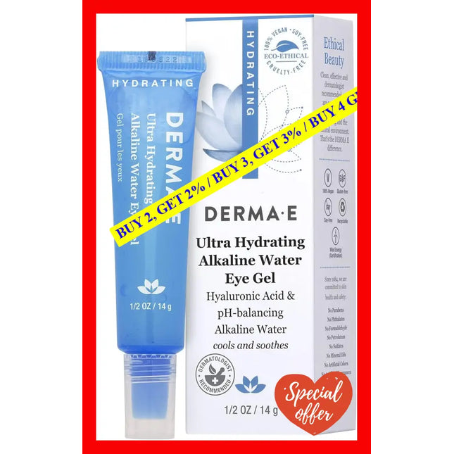 Ultra Hydrating Alkaline Water Eye Gel By Derma-E For Unisex - 0.5 Oz