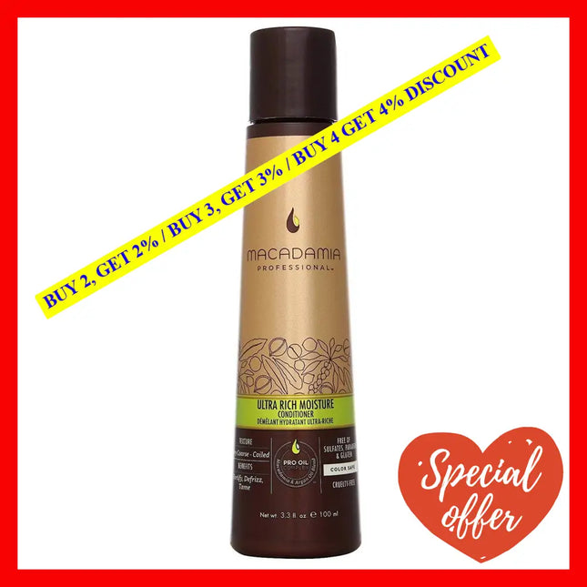 Ultra Rich Moisture Conditioner By Macadamia Oil For Unisex - 3.3 Oz
