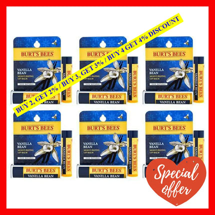 Vanilla Bean Moisturizing Lip Balm Blister By Burts Bees For Unisex - 0.15 Oz Pack Of 6