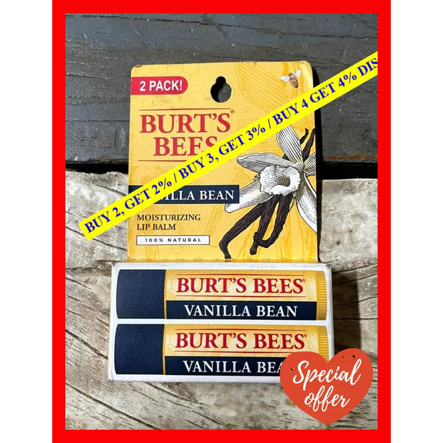 Vanilla Bean Moisturizing Lip Balm Twin Pack By Burts Bees For Unisex - 2 X 0.15 Oz