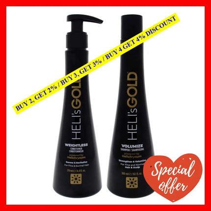 Volume Series Kit By Helis Gold For Unisex - 2 Pc Kit 8.4Oz Weightless Conditioner 10.1Oz Volumize