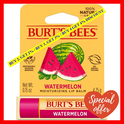 Watermelon Moisturizer Lip Balm Blister By Burts Bees For Unisex - 0.15 Oz