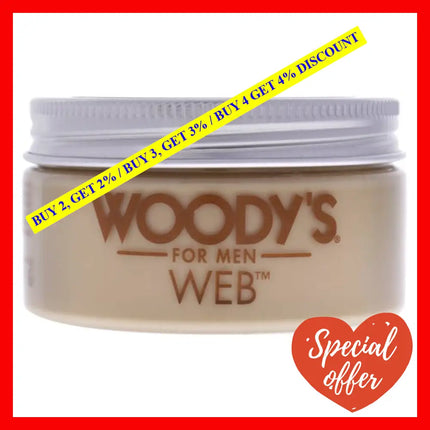 Web With Matte Finish By Woodys For Men - 3.4 Oz Pomade