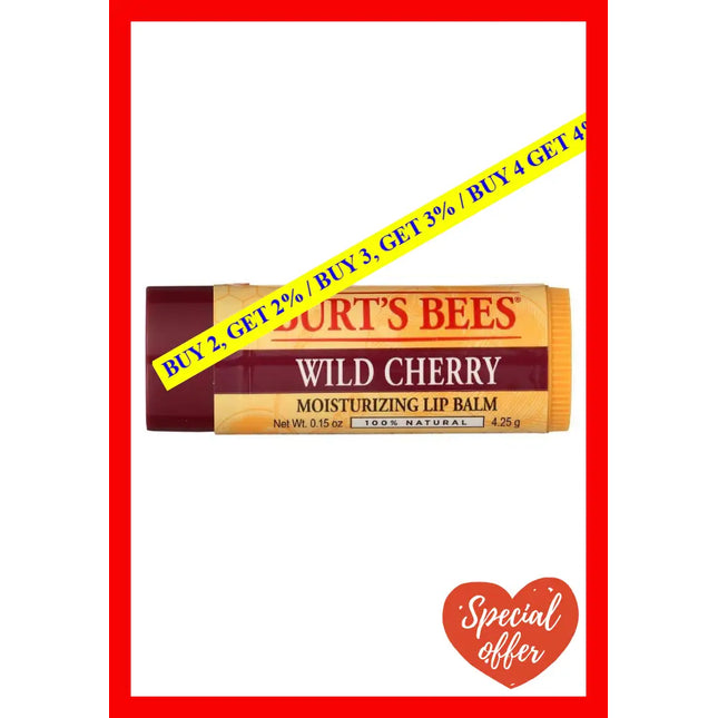 Wild Cherry Moisturizing Lip Balm By Burts Bees For Unisex - 0.15 Oz