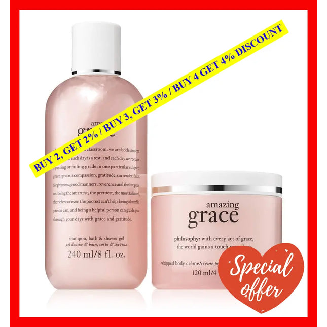 Youre Amazing By Philosophy For Women - 2 Pc Set 8Oz Shampoo Bath And Shower Gel Grace 4Oz Whipped