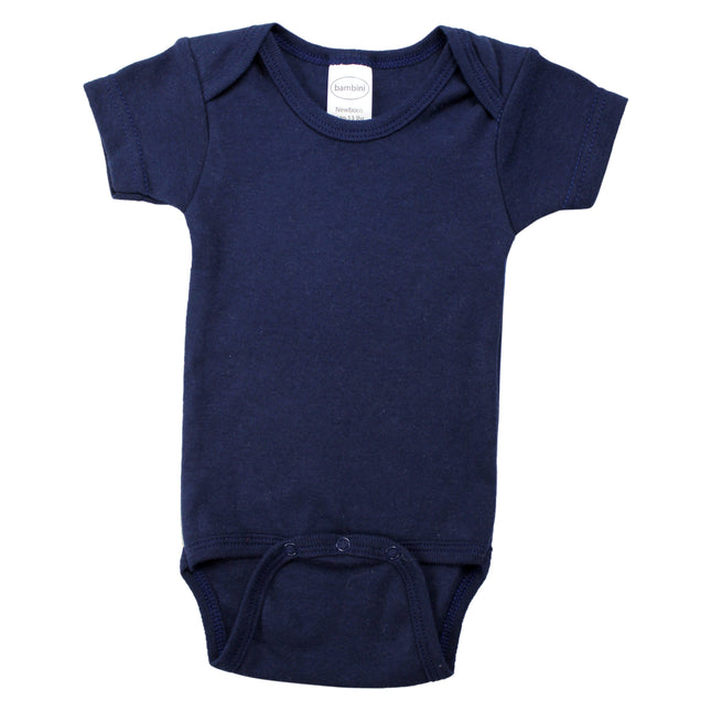 Navy Interlock Short Sleeve Bodysuit Onezie 0010.Navy