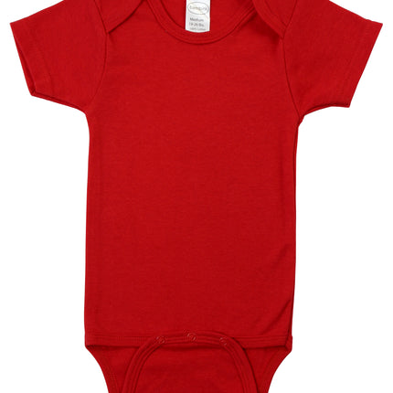 Red Interlock Short Sleeve Bodysuit Onezie 0010.Red