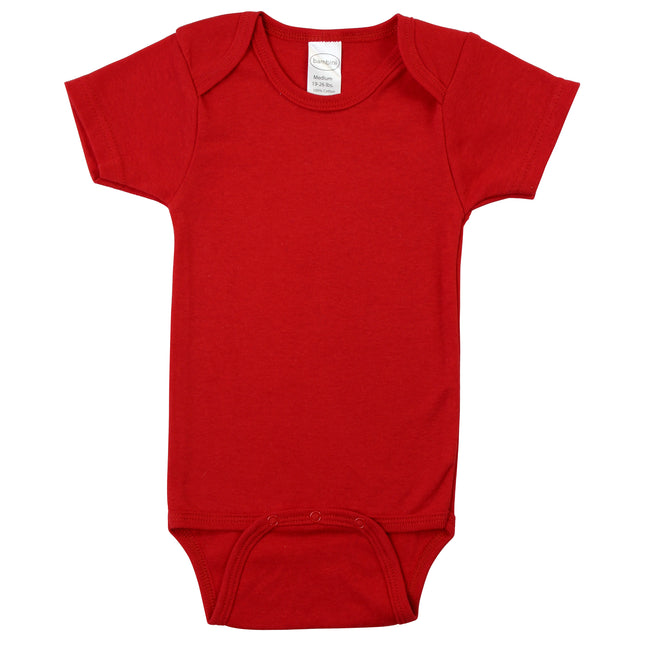 Red Interlock Short Sleeve Bodysuit Onezie 0010.Red
